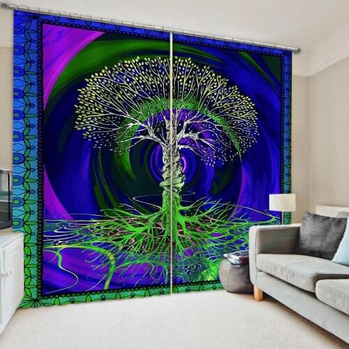 Luxury Blackout 3D Window Curtain For Living Room office Bedroom Dream blue curtains tree 3D Window Curtain For Living Room