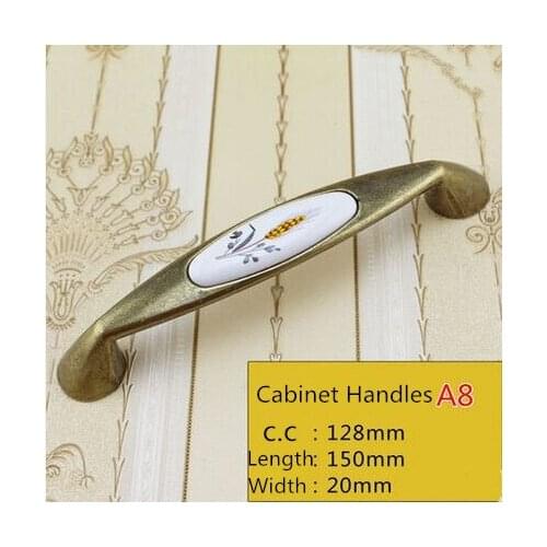 128mm antique brass kitchen cabinet handle ceramic cupboard pull bronze dresser wardrobe drawer furniture handles pulls knobs 5"
