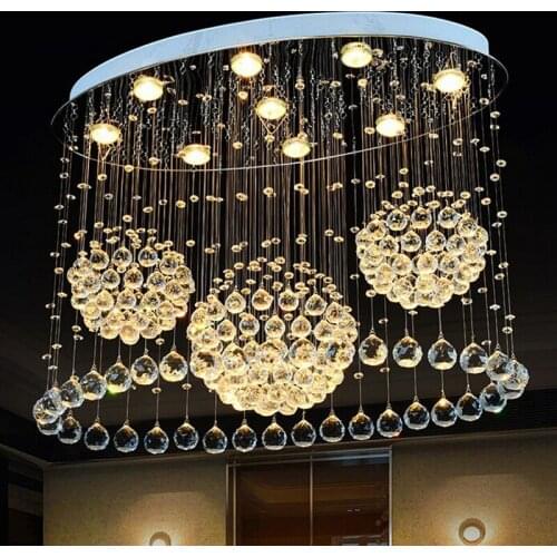 Modern minimalist oval bedroom lighting living room crystal ceiling light creative dining room LED Crystal hang lamps lighting