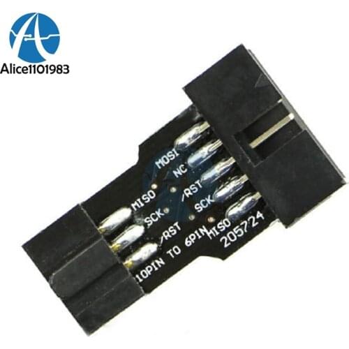 Standard 10 PIN 10Pin to 6Pin 6 PIN Interface Adapter Converter For AVRISP MKII USBASP STK500 Turn Electronic PCB Board Module