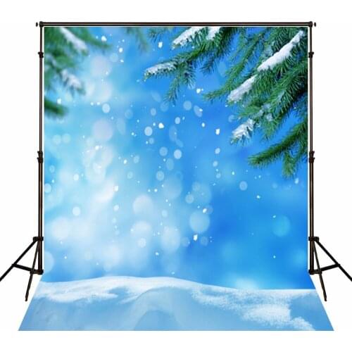 VinylBDS Winter Photography Backgrounds Light Blue Pine Branch Photo Backdrops Winter Backdrops For Children Photo Studio