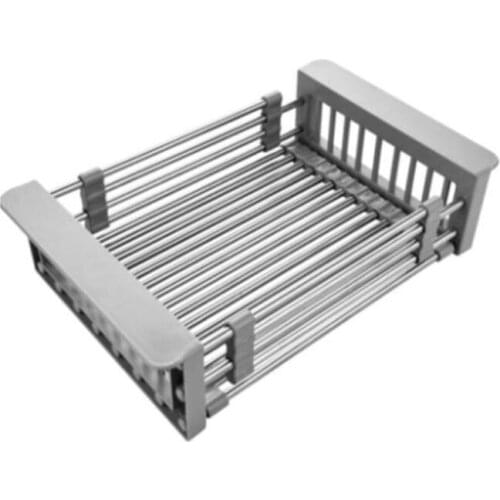 Stainless Steel Expandable Dish Drying Rack Telescopic Sink Drainer Filter Basket Adjustable Kitchen Drainage Organizer