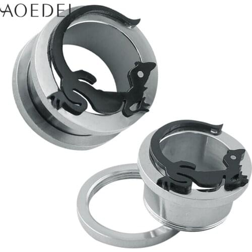 AOEDEJ 8-18mm Lizard Tunnel Ear Plugs Stainless Steel Expanders Piercing Black Body Jewelry Piercing Earrings Ear Plug Oreille