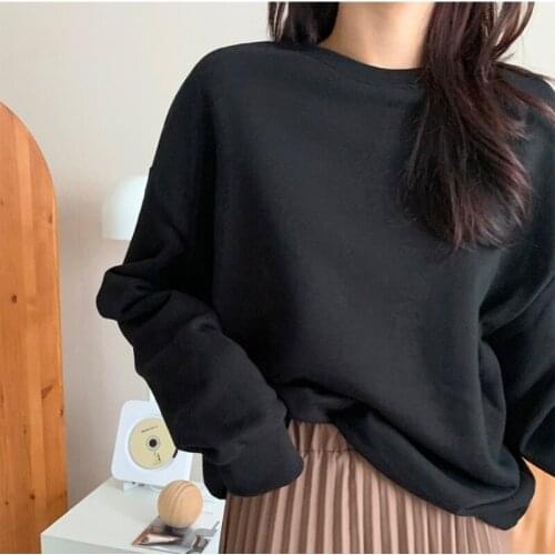 Plus Size Womens Sweatshirts Pullover Tops Sweaters for Woman Cotton Loose Full Sleeve Oneck Yellow Gray Black Pink Green