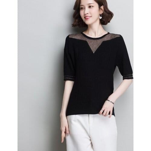 2019 New Style Womens Knitted Cashmere Half sleeve Sweater Slim style Solid color Wool Pullover Free Shipping