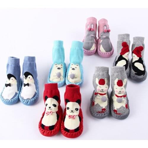 Winter Baby Toddler Non-Slip Booties Floor Shoes Socks with Rubber Moccasins Slippers Warm Long Baby Socks Baby Shoes DS9