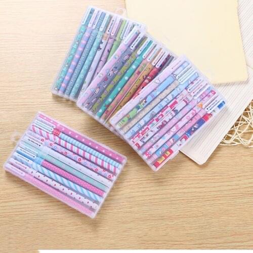 Cute Kawaii Stationery 10pcs/set Colored Gel Pens Black Creative Korean Style Glitter Pen For School Office Supplies