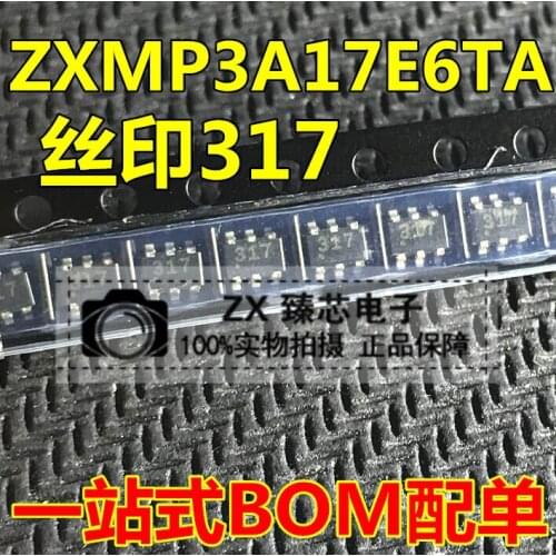 100% New&original In Stock ZXMP3A17E6TA Marking:317 SOT23-6 30V 3.2A MOSIC 5pcs/lot
