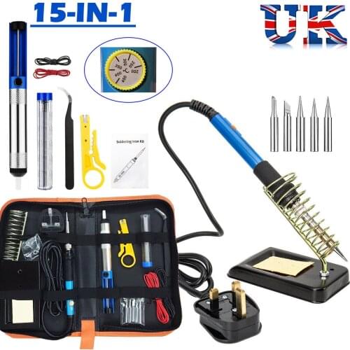 Artudatech 220V Adjustable Temperature 60 Soldering Iron Kit Electronics Welding Irons Tool U.K Plug
