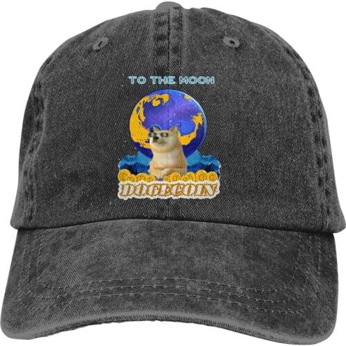 To The Moon Premium Baseball Cap Men Doge Dogecoin Skyrocketing Bitcoin Digital Currency Caps colors Women Summer Snapback Caps