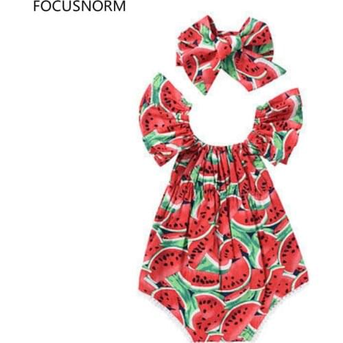 Newborn Baby Girls Bodysuit Watermelon Clothes Ruffles Sleeve Bodysuit Jumpsuit Outfits Playsuit