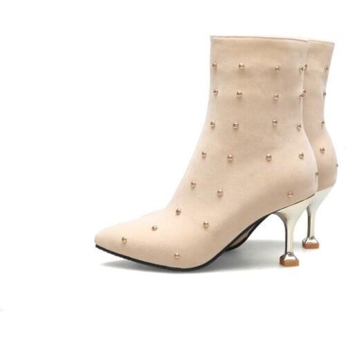 Big Size 9 10 11-13 boots women shoes ankle boots for women ladies boots shoes woman winter Hydraulic drill side zipper point