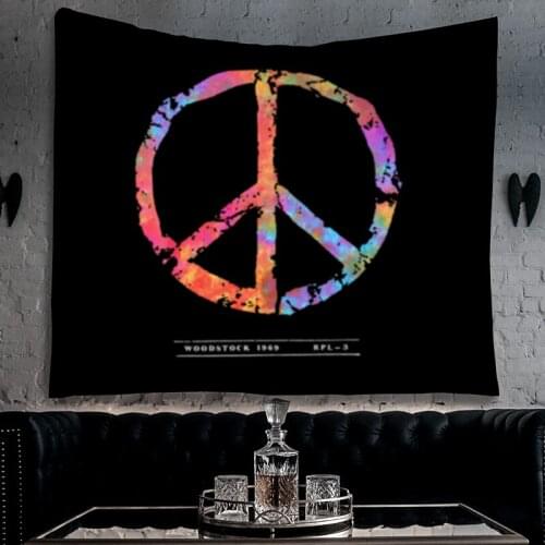 Black tapestry peace mandala wall hanging blanket livingroom backdrop