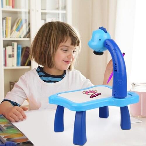 Kids Children Educational Early Learning Musical Projector Projection Painting Drawing Table Desk Toy Paint Tools Gif DIY Toys