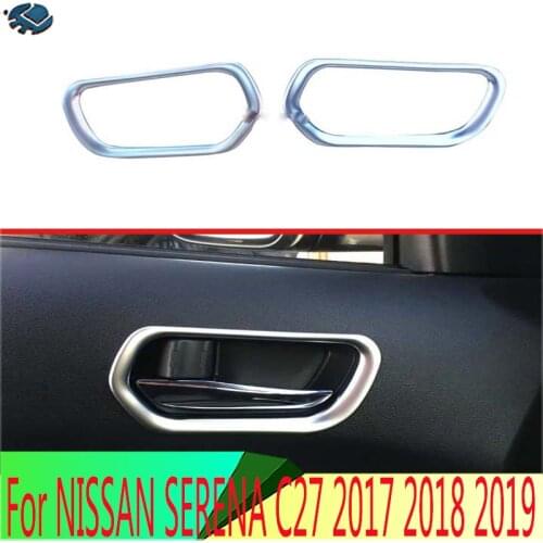 For NISSAN SERENA C27 2017 2018 2019 ABS Chrome Matte Inner Door Handle Cover Catch Bowl Trim Insert Bezel Frame Garnish