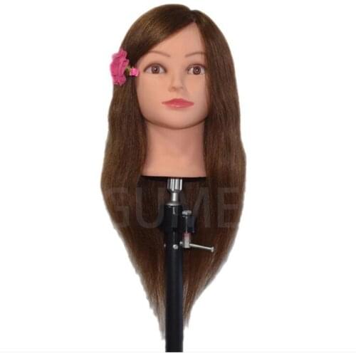 100% Human Hair Mannequins Head 18inch Training Head With Brown Hair Head Styling Professional Female Hairdresser Mannequin Head