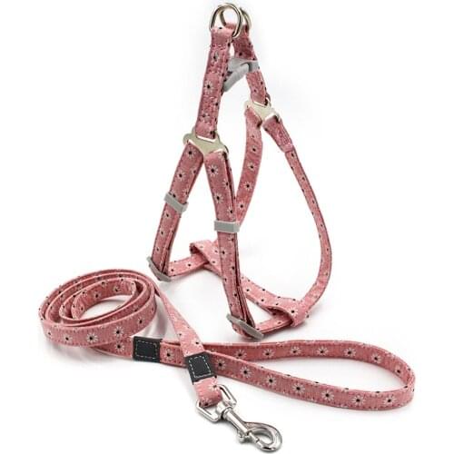 Dog Harness and Leash Set No Pull Dog Vest Harness for Small Medium Dogs Puppy Pet Adjustable Halter Harness with Cute Patterns