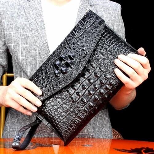Crocodile Leather Mens Fashion Hand Take Purse High Grade Business Flip Handbag Large Capacity Luxury Portafoglio Big Wallet