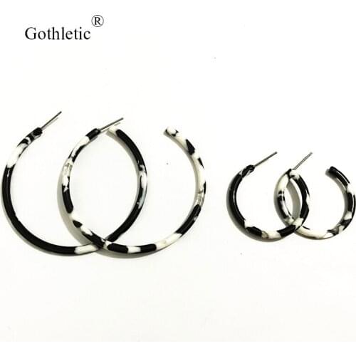 Gothletic 30/55MM Black White Mix Color Acetate Hoop Earrings for Women Brincos Fashion Jewelry 2019 NEW