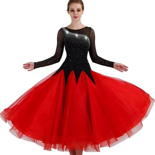 Red ballroom dance competition dresses fringe standard ballroom dress standard dance dresses dance wear ballroom waltz dress