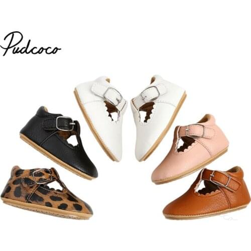 Infants Girl Anti Slip Leather Shoes, Walking Decoration Anti-Slip Ruffle Hem Birthday Gift Sneaker Leopard / Solid for 0-18M