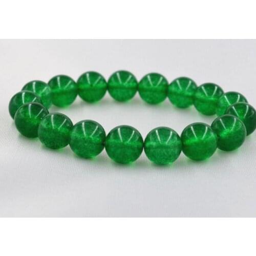 Fashion jewelry Free Shipping 12mm Green 100% Natural Emerald Round Gemstone Beads Bangle Bracelet AAA