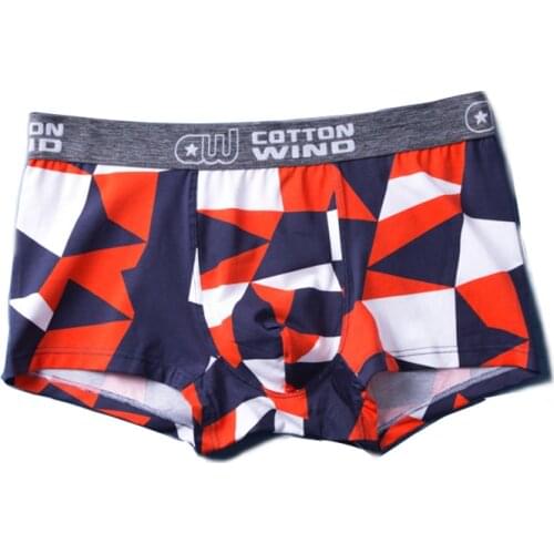 Men Underpant Cotton Geometric Printed Waist Men Underwear Knitted Cotton Boxer L/XL/XXL New style
