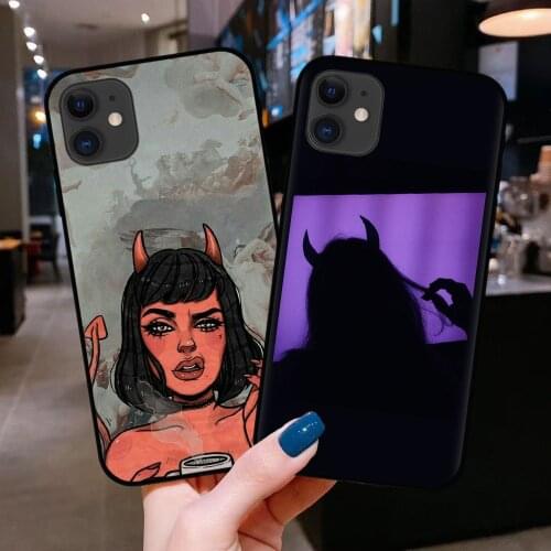 Sexy Girl Soft Silicone Phone Case For iPhone 11 PRO XS MAX XR X 6 6S 7 8 Plus 12 Pro Max Mini Cute Red Devil Woman Shadow Cases