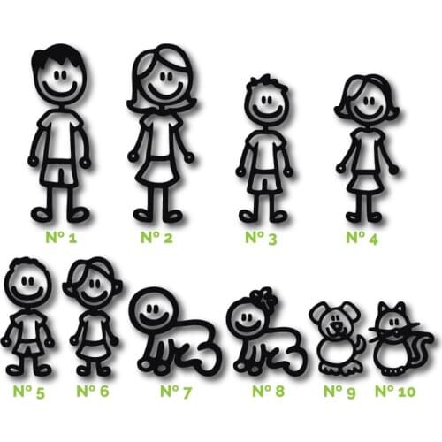 4 X MIEMBRO FAMILIA A BORDO PERSONAJE PEGATINA COCHE ADHESIVO FAMILY DECAL CAR