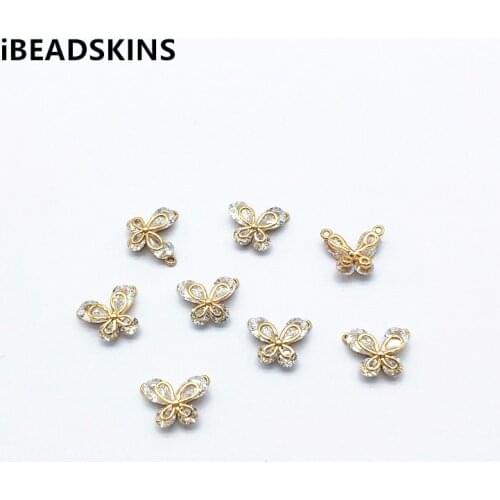 New arrival! 10x12mm 50pcs Cubic Zirconia Butterfly shape Connectors for Earrings parts,hand Made Earrings Findings Jewelry DIY