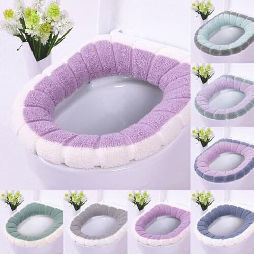 New Double Color Universal Soft Washable Toilet Seat Mat Set for Home Decor Closestool Mat Warmer Toilet Lid Cover Accessories