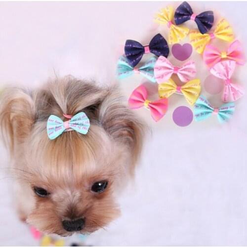Wholesale 30pc/lot Handmade Dots Bow Dog Hair Clip Dog Hair Accessories MINI Clips Pet Grooming Pet Supplies Gift for Dogs cats