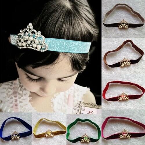 Wholesale princess golden crown headband styling kids girl Glitter headbands with cute Crown girl hair accessories 12pcs/lot