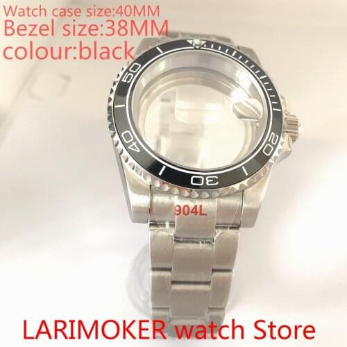 Suitable for NH35 NH36 Miyota 8215 40 mm sapphire glass 904L stainless steel case transparent back with bezel black