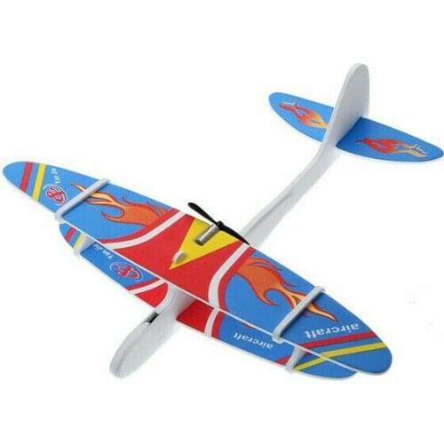 DIY Biplane Glider Foam Powered Aircraft Flight Rechargeable Electric Model Toy Flying Plane random color