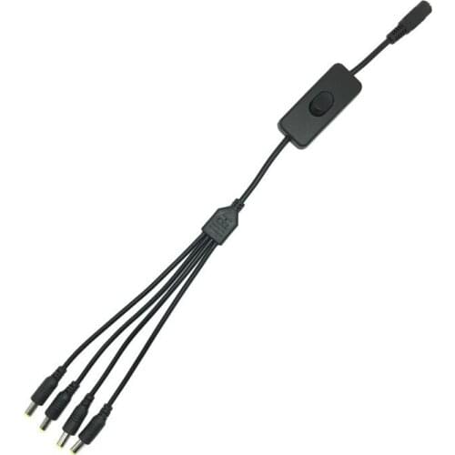 DC Power Cord with Switch 1 In 4 Out with Control Switch DC Line Dc5.5*2.1 1 Minute 4 with Switch