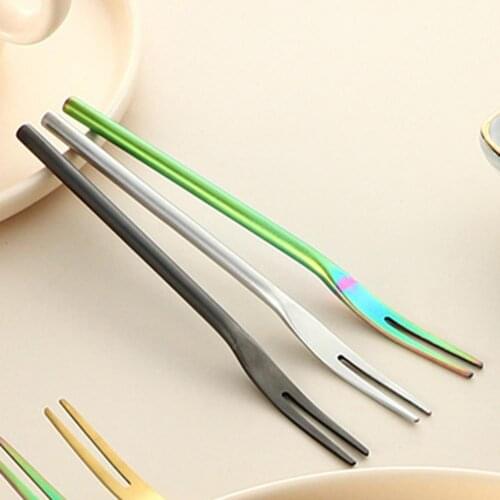 Fruit Fork Snack Cake Dessert Food Fruit Pick Stainless Steel Salad Cake Dessert Forks Eco-friendly Anti-deform Party Supplies
