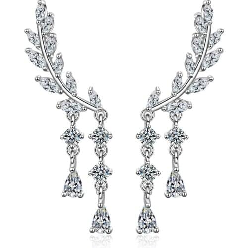 New Fashion Jewelry Charming 925 Sterling Silver Zircon Wing Water Drop Long Tassel Earrings For Women Gift boucle d'oreille