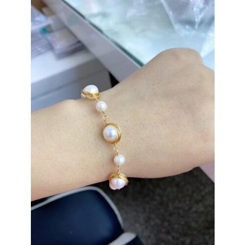 MADALENA SARARA 7-8mm Genuine Freshwater Pearl Bracelet Colorful White Purple Pink Rice Shape Pearl Women Bracelet MD-S96568