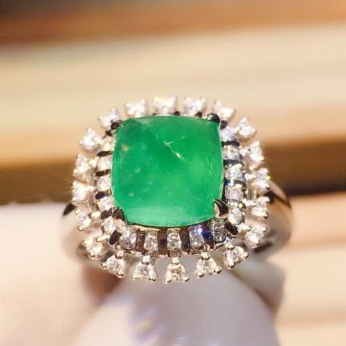 Z708 Emerald Ring 3.79ct Pure 18 K Gold Jewelry Nature Vivid Green Emerald Gemstone Diamond Female Rings for women Fine Ring
