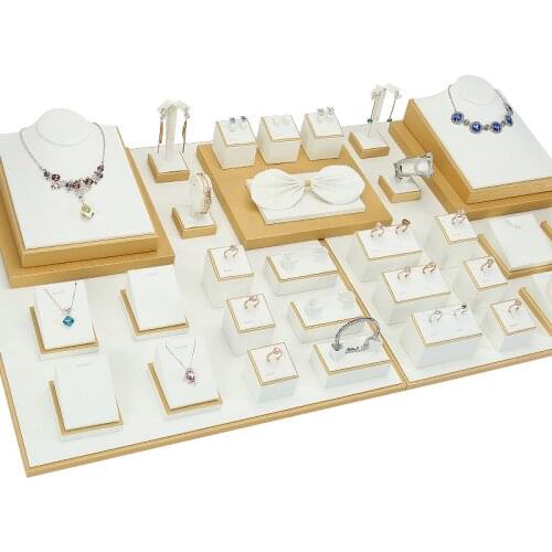 Golden double ring jewelry rack display props sets of Taiwan jade pendant bracelet jewelry storage horizontal portrait