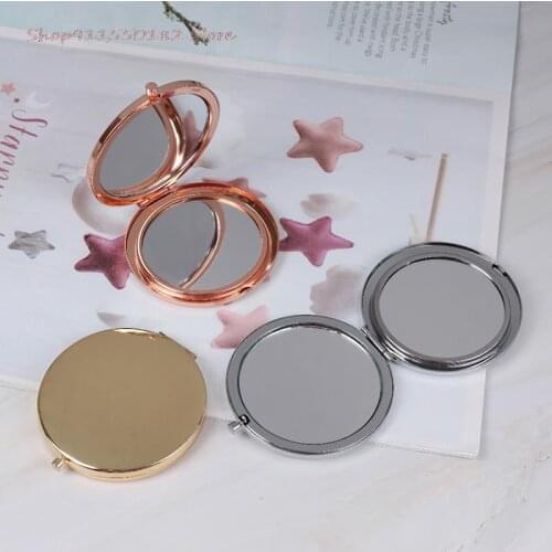 1 Pc Draagbare Vouwen Spiegel Compact Rvs Metalen Make-Up Cosmetische Pocket Spiegel Schoonheid Accessoires