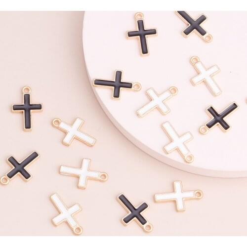 20pcs 15x11mm Two Color Enamel Cross Charms Pendants for Making Earrings Handmade Pendants Necklaces Bracelets DIY Finding