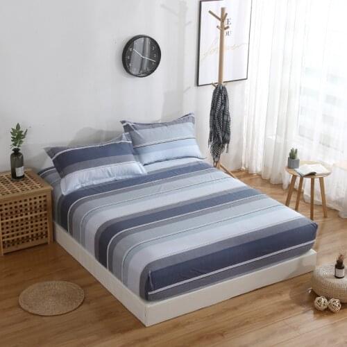 3pc 100%cotton Stripe Bed Fitted Sheet Elastic Mattress Cover Mattress Protector Home Hotel Twin Full Queen King Size Bedspread