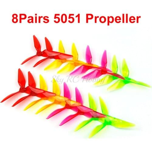 8 Pairs 5051 3-Blade Tri blade Transparant Propeller Prop 5.0mm Mounting Hole for FPV Race RC Racing Drone Wizard X220S