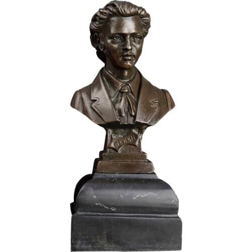 ArtsHom DS-302 100% Bronze Casting Figure Bust Statue Sculpture Famous Head Statutte With Marble Base For Home Decoration