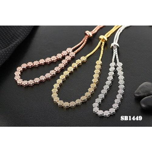 Free shipping Lierzika Featured copper flower full stone can adjust size mini bracelet