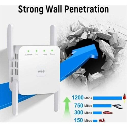 1200m Wireless Repeater 2.4G/5G Dual Frequency Network Wireless Wifi Signal Amplifier Booster Extender ABCD