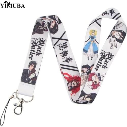 YIMUBA Kuroshitsuji Black Butler Keychain Neck Lanyards Fit Phone ID Card Pass Badge Holder Hang Rope Key Chain Cosplay Ornament