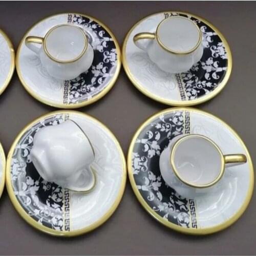 DESIGN 12 Pieces LUX Coffee Cup Set Ceramic Cup Sets Mug Coffee Espresso Cup Set 6 Persons in Different Colors Style Products